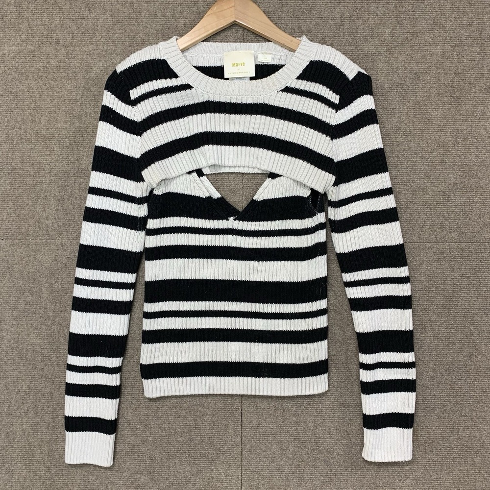 Maeve Anthropology Stripped Sweater Shrug Tank Set Sz L 90s Grunge Indie Sleaze